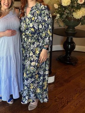 Floral Long Sleeve Navy Maxi Matching Set